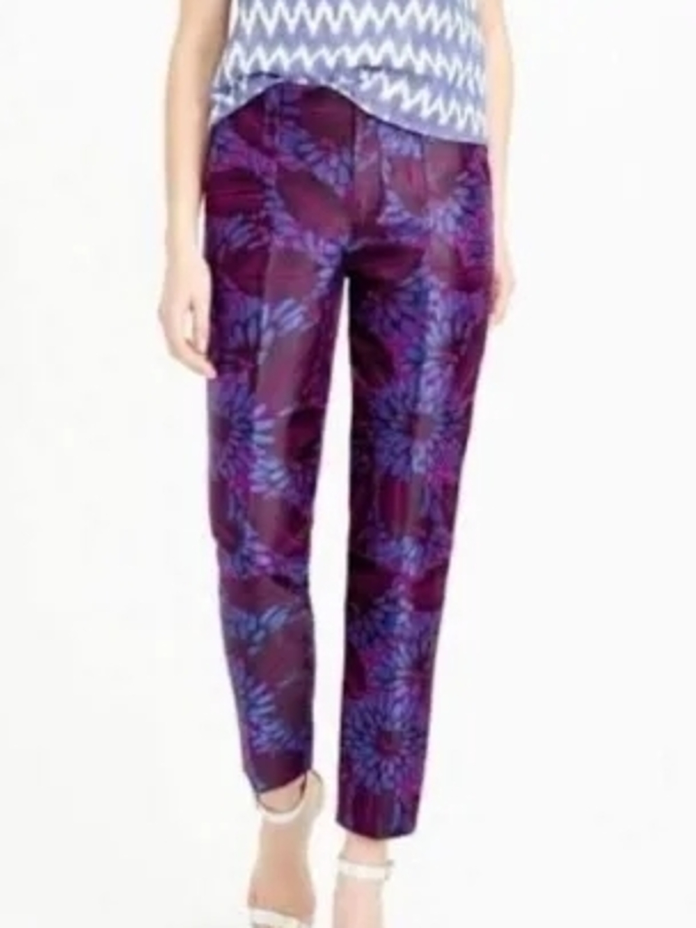 Women’s Purple Floral Print Ankle Pants J Crew
